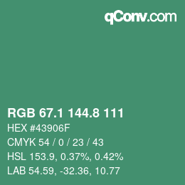Color code: RGB 67.1 144.8 111 | qconv.com