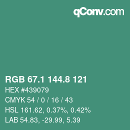 Color code: RGB 67.1 144.8 121 | qconv.com