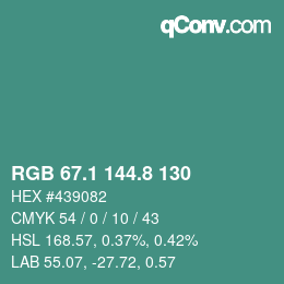 Color code: RGB 67.1 144.8 130 | qconv.com