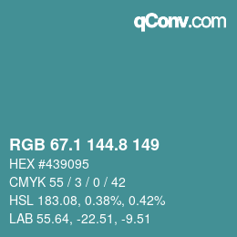 Farbcode: RGB 67.1 144.8 149 | qconv.com