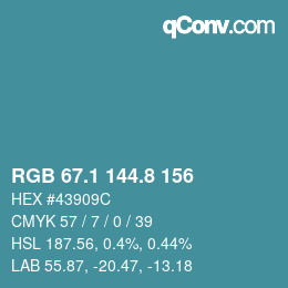 Color code: RGB 67.1 144.8 156 | qconv.com