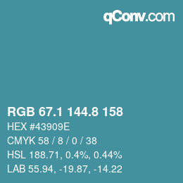 Color code: RGB 67.1 144.8 158 | qconv.com