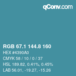 Código de color: RGB 67.1 144.8 160 | qconv.com