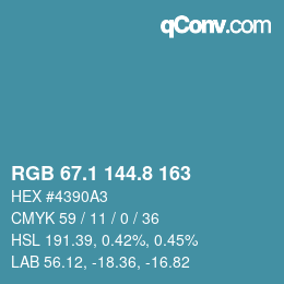 Color code: RGB 67.1 144.8 163 | qconv.com