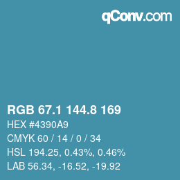 Color code: RGB 67.1 144.8 169 | qconv.com