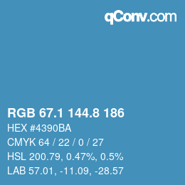 カラーコード: RGB 67.1 144.8 186 | qconv.com