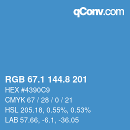 Color code: RGB 67.1 144.8 201 | qconv.com