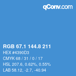 Color code: RGB 67.1 144.8 211 | qconv.com