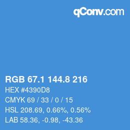 Color code: RGB 67.1 144.8 216 | qconv.com