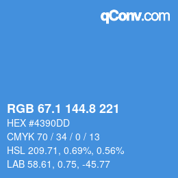 Farbcode: RGB 67.1 144.8 221 | qconv.com