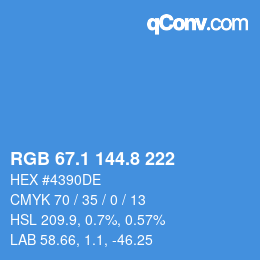 Color code: RGB 67.1 144.8 222 | qconv.com
