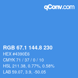 Color code: RGB 67.1 144.8 230 | qconv.com