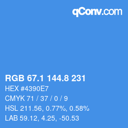 Farbcode: RGB 67.1 144.8 231 | qconv.com