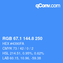 Color code: RGB 67.1 144.8 250 | qconv.com