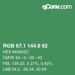 カラーコード: RGB 67.1 144.8 92 | qconv.com