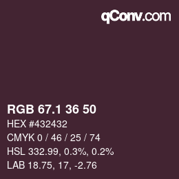 カラーコード: RGB 67.1 36 50 | qconv.com