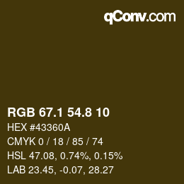 Color code: RGB 67.1 54.8 10 | qconv.com