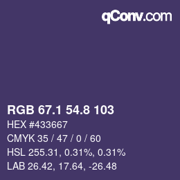 Código de color: RGB 67.1 54.8 103 | qconv.com