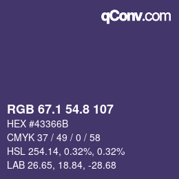 カラーコード: RGB 67.1 54.8 107 | qconv.com
