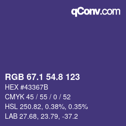 Color code: RGB 67.1 54.8 123 | qconv.com
