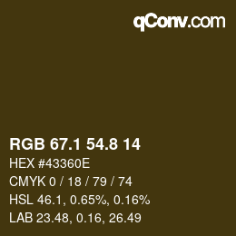 Color code: RGB 67.1 54.8 14 | qconv.com