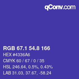 カラーコード: RGB 67.1 54.8 166 | qconv.com