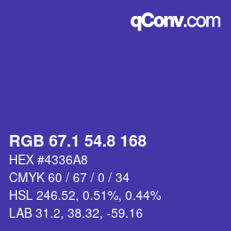 カラーコード: RGB 67.1 54.8 168 | qconv.com