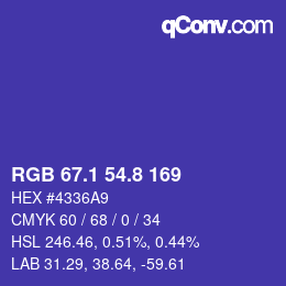 カラーコード: RGB 67.1 54.8 169 | qconv.com