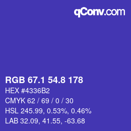 カラーコード: RGB 67.1 54.8 178 | qconv.com