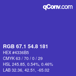 カラーコード: RGB 67.1 54.8 181 | qconv.com