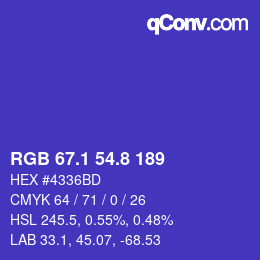 カラーコード: RGB 67.1 54.8 189 | qconv.com