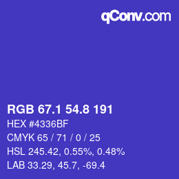 カラーコード: RGB 67.1 54.8 191 | qconv.com