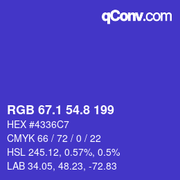 カラーコード: RGB 67.1 54.8 199 | qconv.com