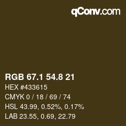 Color code: RGB 67.1 54.8 21 | qconv.com