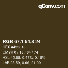 Color code: RGB 67.1 54.8 24 | qconv.com