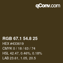 カラーコード: RGB 67.1 54.8 25 | qconv.com