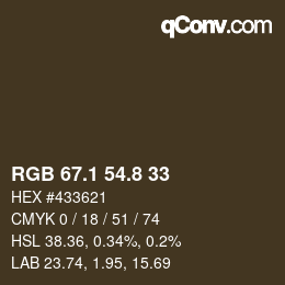 Color code: RGB 67.1 54.8 33 | qconv.com