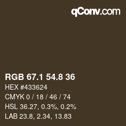 Color code: RGB 67.1 54.8 36 | qconv.com
