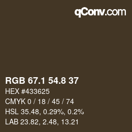 カラーコード: RGB 67.1 54.8 37 | qconv.com