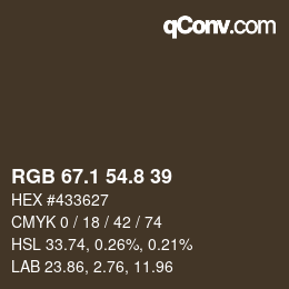Color code: RGB 67.1 54.8 39 | qconv.com