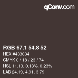 Color code: RGB 67.1 54.8 52 | qconv.com
