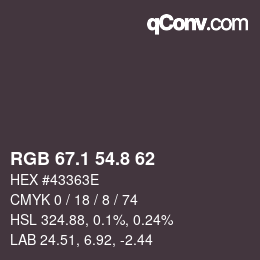 Color code: RGB 67.1 54.8 62 | qconv.com