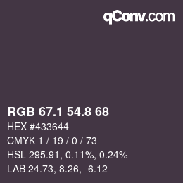 Color code: RGB 67.1 54.8 68 | qconv.com