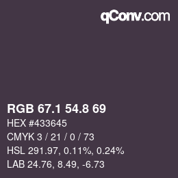 Color code: RGB 67.1 54.8 69 | qconv.com