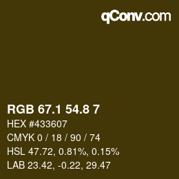 カラーコード: RGB 67.1 54.8 7 | qconv.com
