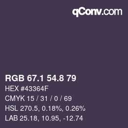 Color code: RGB 67.1 54.8 79 | qconv.com