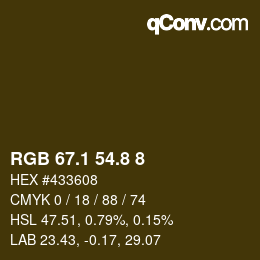 Color code: RGB 67.1 54.8 8 | qconv.com