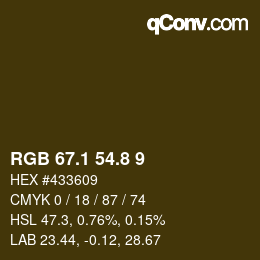 Color code: RGB 67.1 54.8 9 | qconv.com