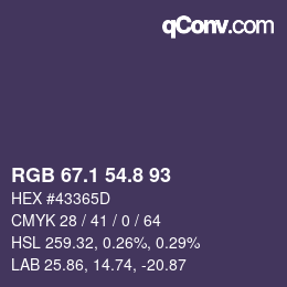 Color code: RGB 67.1 54.8 93 | qconv.com