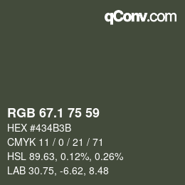 カラーコード: RGB 67.1 75 59 | qconv.com